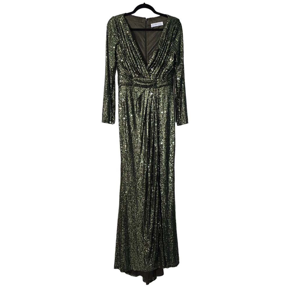MAC DUGGAL size 6 SEQUINED LONG SLEEVE GOWN Dress - Picture 6 of 6